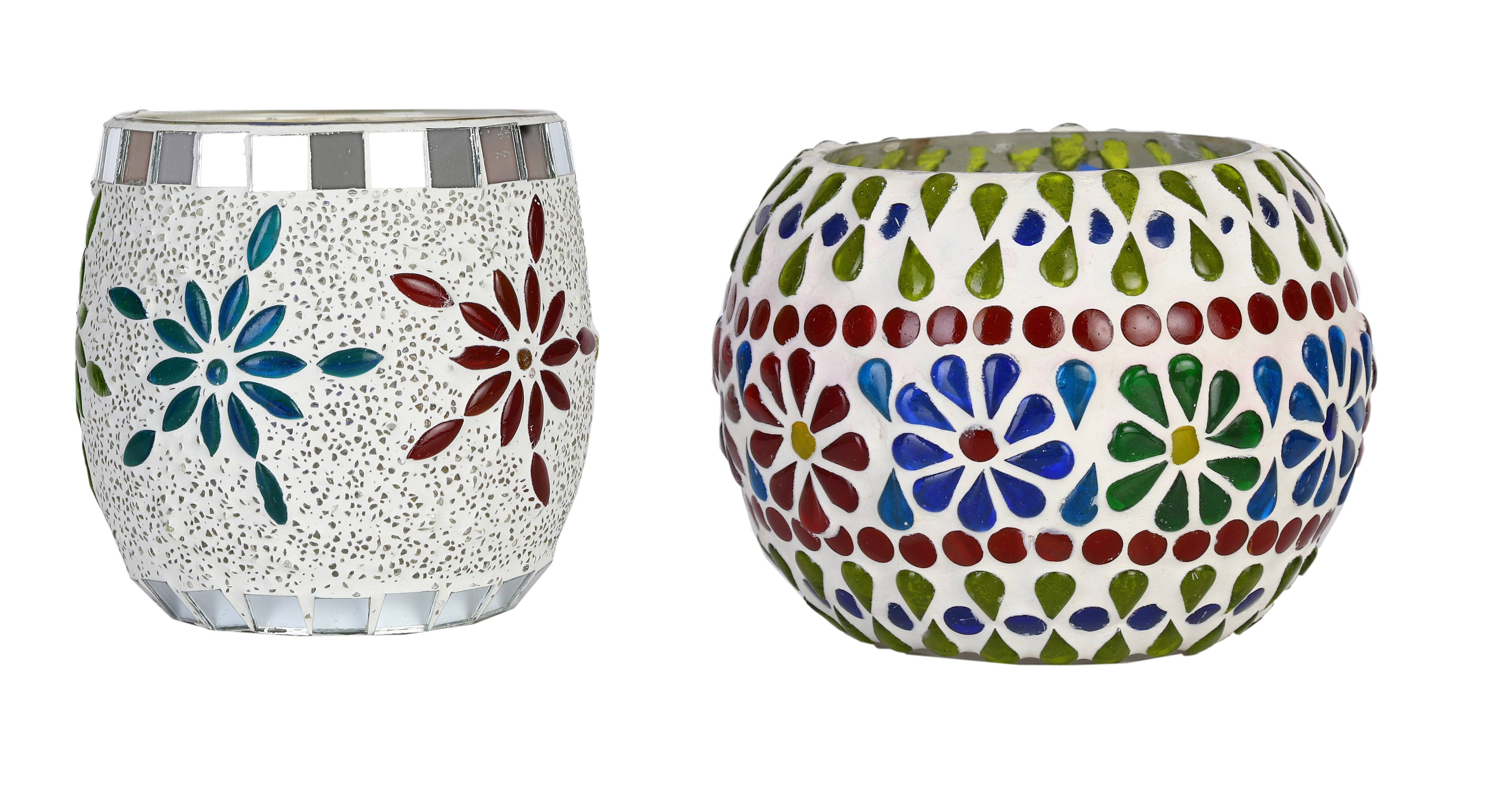 AFAST Multicolour Table Top Glass Tea Light Holder - Pack of 2 AFAST Multicolour Table Top Glass Tea Light Holder - Pack of 2