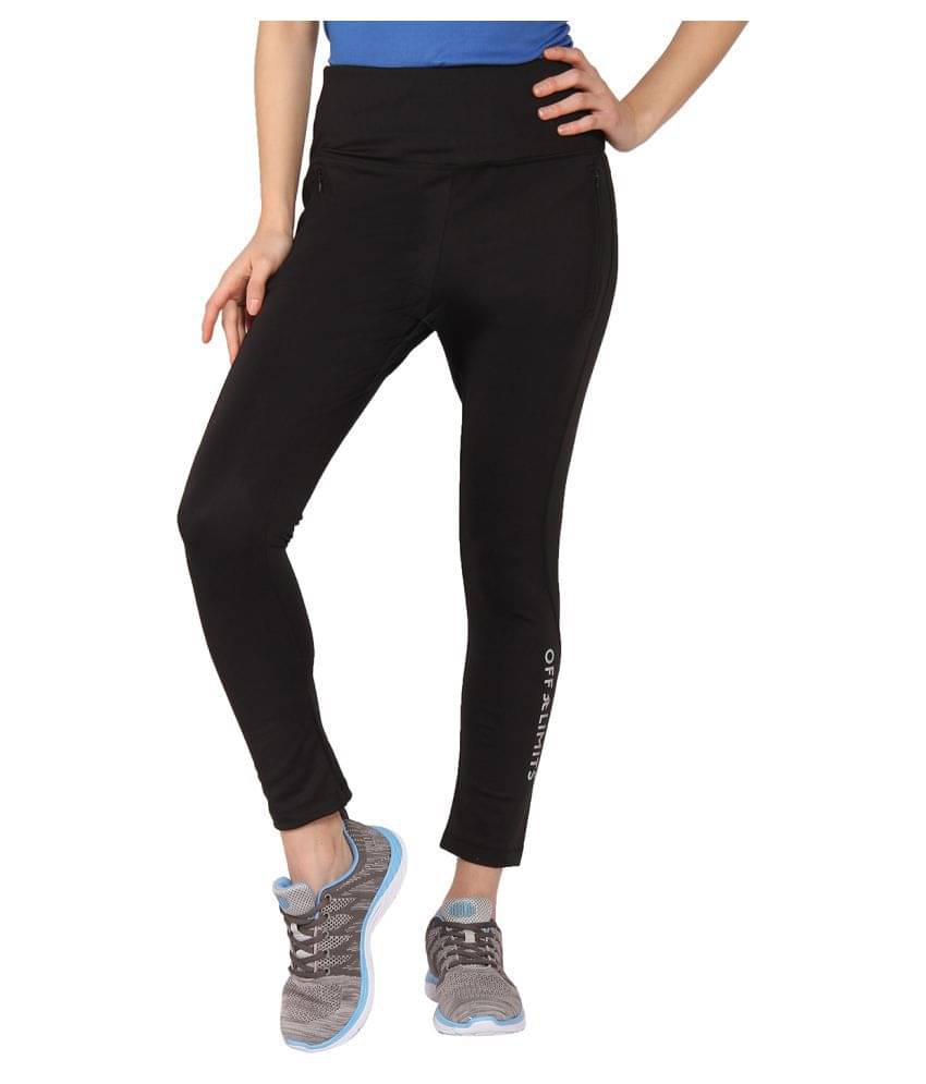     			OFF LIMITS Black Polyester Solid Tights