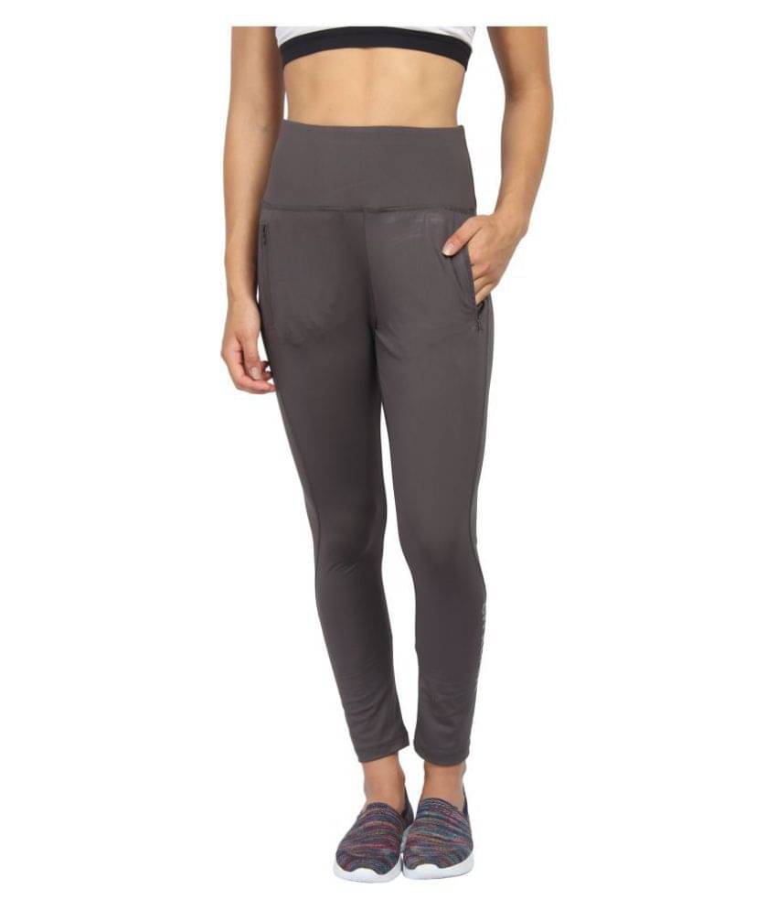     			OFF LIMITS Gray Polyester Solid Tights