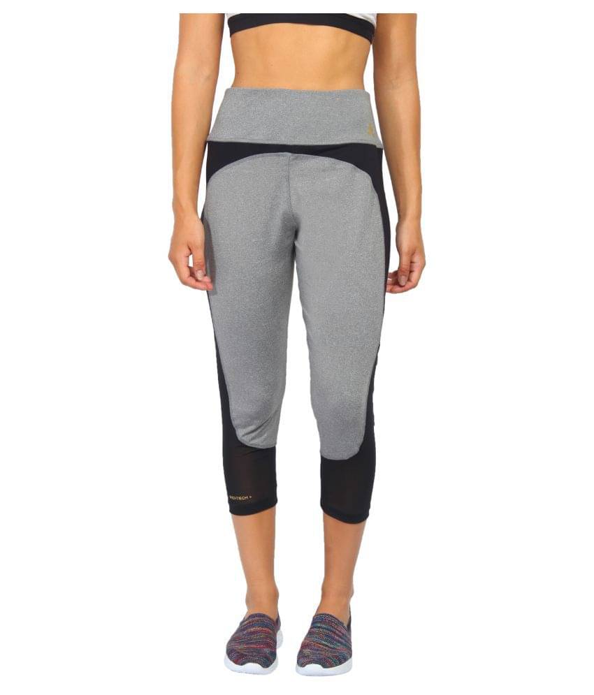     			OFF LIMITS Gray Polyester Solid Tights