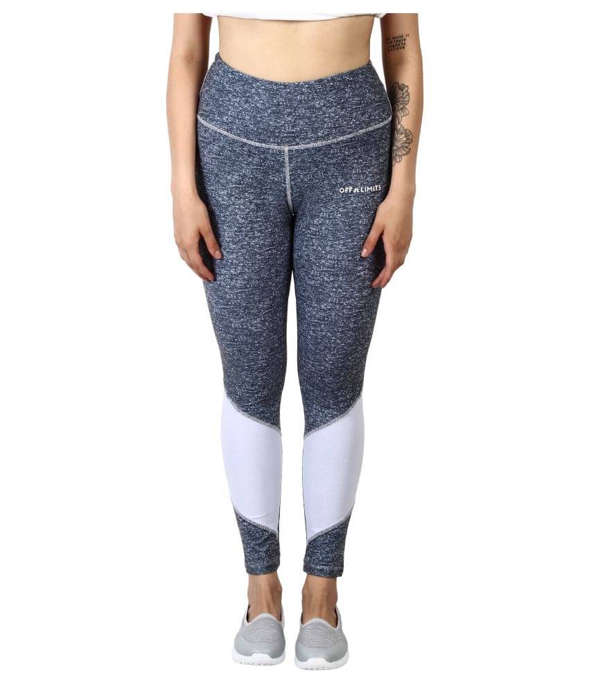     			OFF LIMITS Grey Polyester Solid Tights
