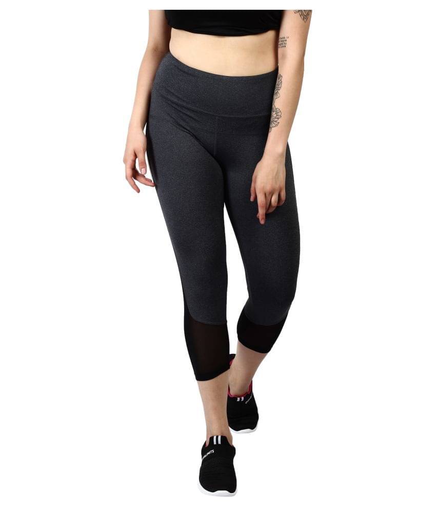     			OFF LIMITS Grey Polyester Solid Tights