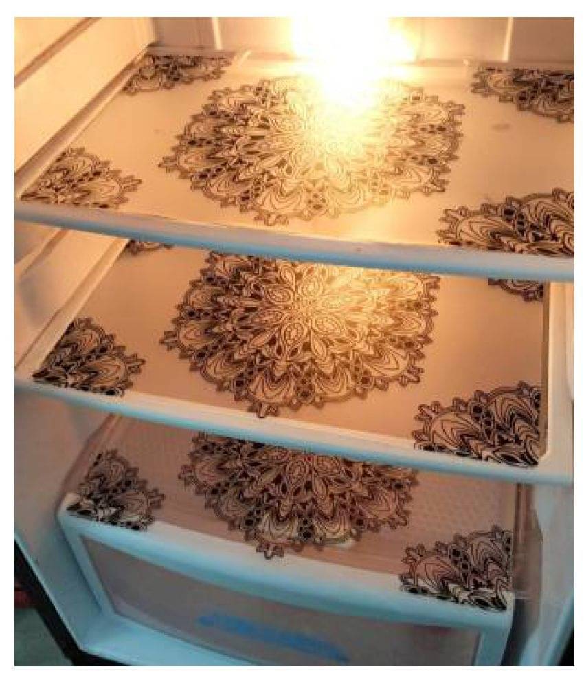     			Set of 3 PVC Black Fridge Mats
