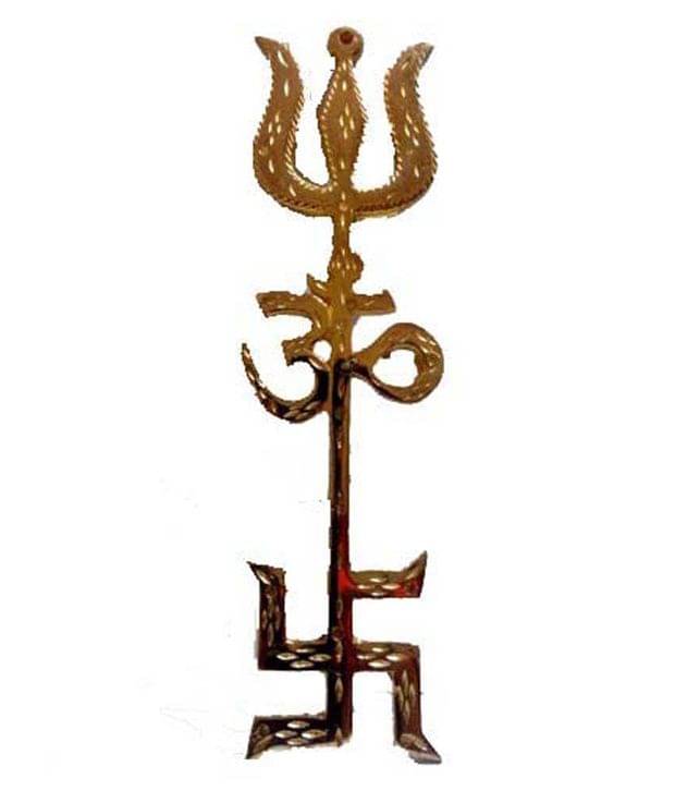     			Metal Tri Shakti Yantra (Swastik Om Trishul Symbol)