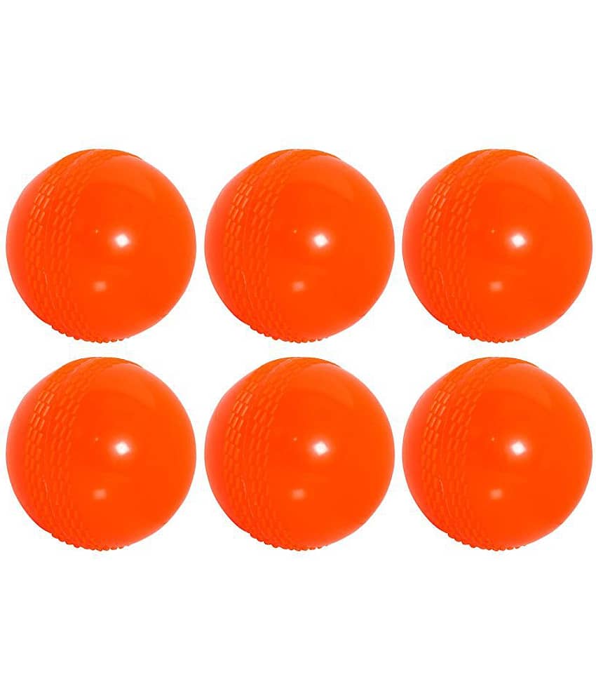 SAS SPORTS Cricket Practice Wind Ball (Set of 6) Made of Quality Plastic, 90 GMS, 7.5 cms Dia Color Orange - Sports and Fitness Equipment | Buy online on ZillyBuy