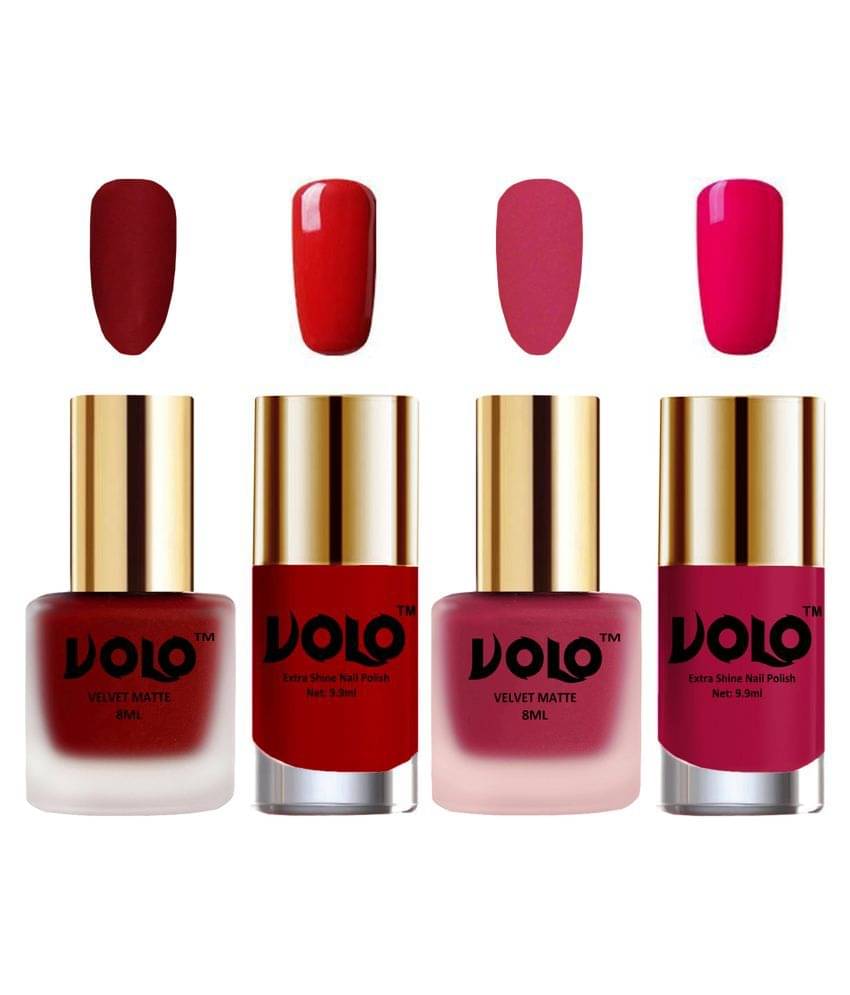 VOLO Extra Shine AND Dull Velvet Matte Nail Polish Red,Pink,Red, Magenta Matte Pack of 4 36 mL VOLO Extra Shine AND Dull Velvet Matte Nail Polish Red,Pink,Red, Magenta Matte Pack of 4 36 mL