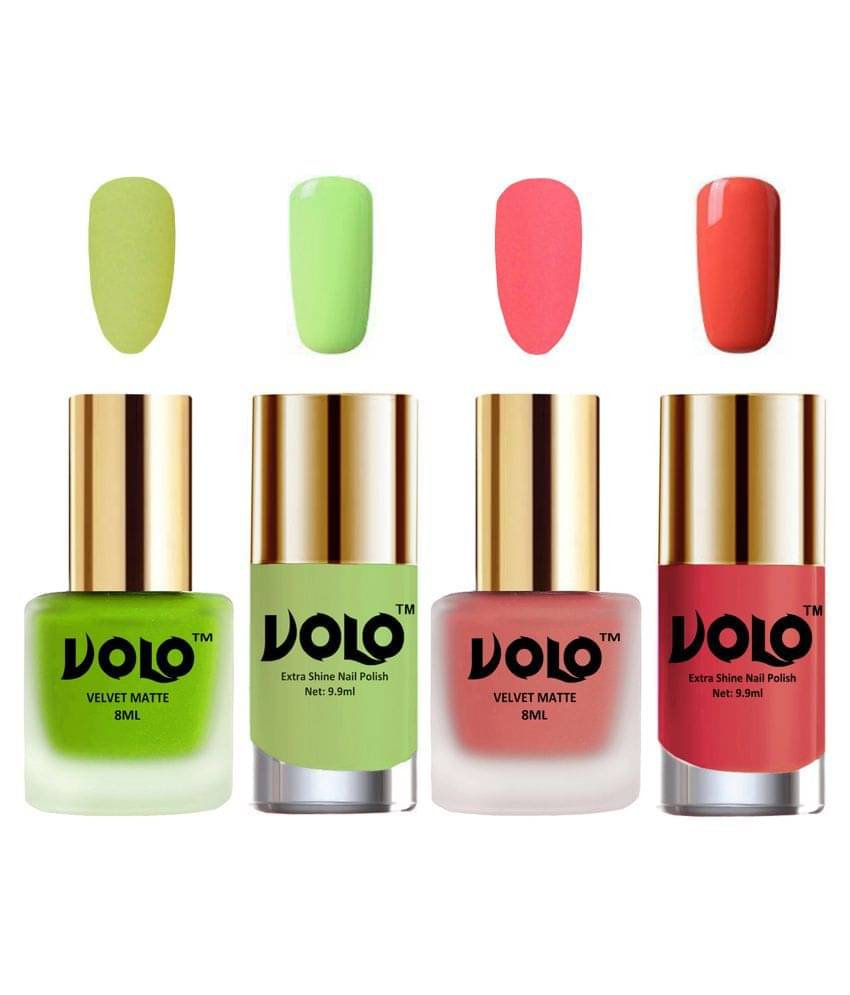VOLO Extra Shine AND Dull Velvet Matte Nail Polish Green,Nude,Green, Nude Matte Pack of 4 36 mL VOLO Extra Shine AND Dull Velvet Matte Nail Polish Green,Nude,Green, Nude Matte Pack of 4 36 mL