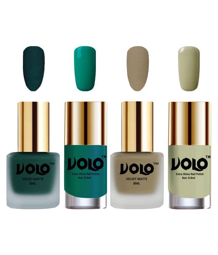 VOLO Extra Shine AND Dull Velvet Matte Nail Polish Green,Nude,Green, Grey Matte Pack of 4 36 mL VOLO Extra Shine AND Dull Velvet Matte Nail Polish Green,Nude,Green, Grey Matte Pack of 4 36 mL