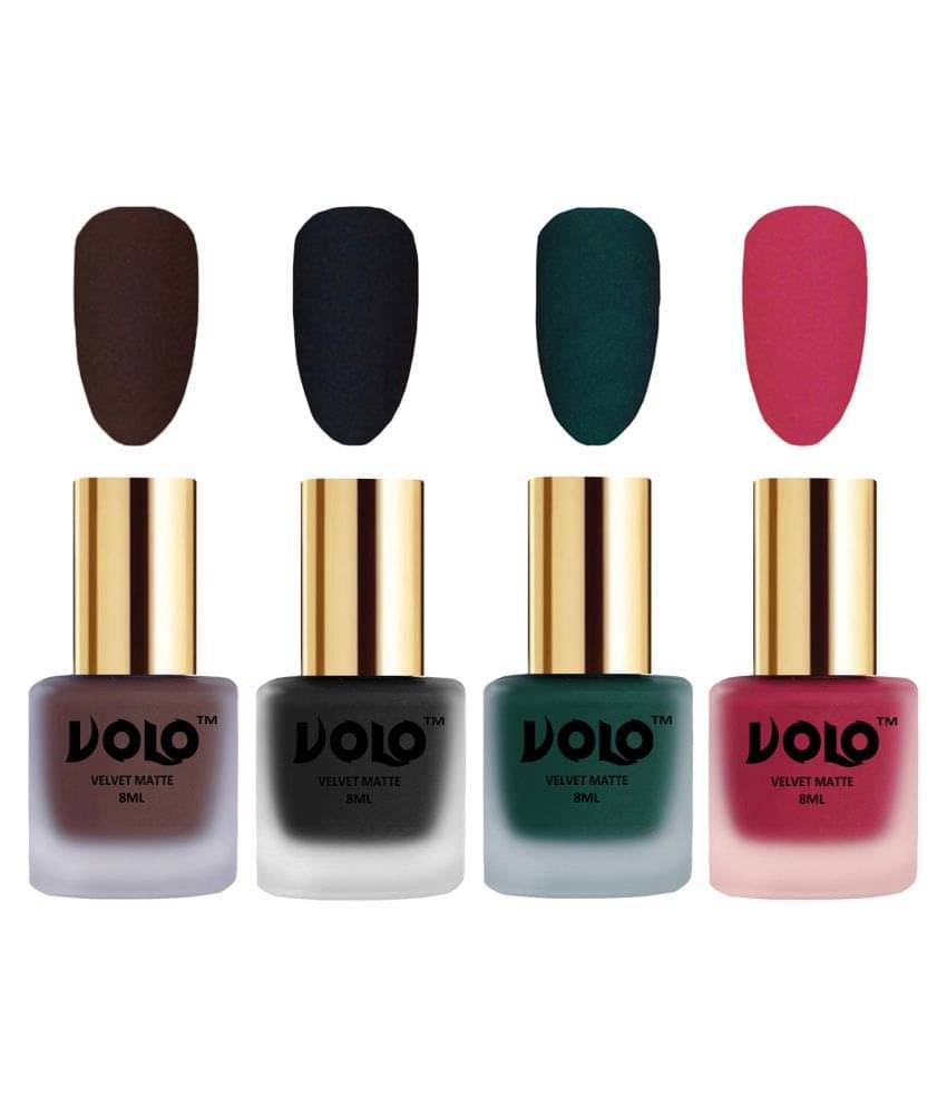 VOLO Velvet Dull Matte Posh Shades Nail Polish Brown,Black,Green, Pink Pack of 4 32 mL VOLO Velvet Dull Matte Posh Shades Nail Polish Brown,Black,Green, Pink Pack of 4 32 mL