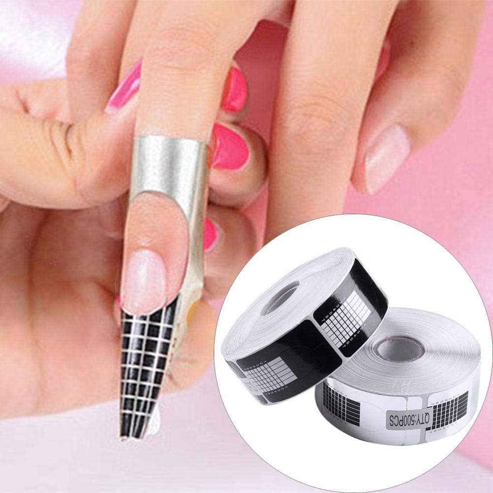 FOK 100 Pieces Nail Art Décor Accessories UV GEL Form Guide Sticker - Silver 120 g