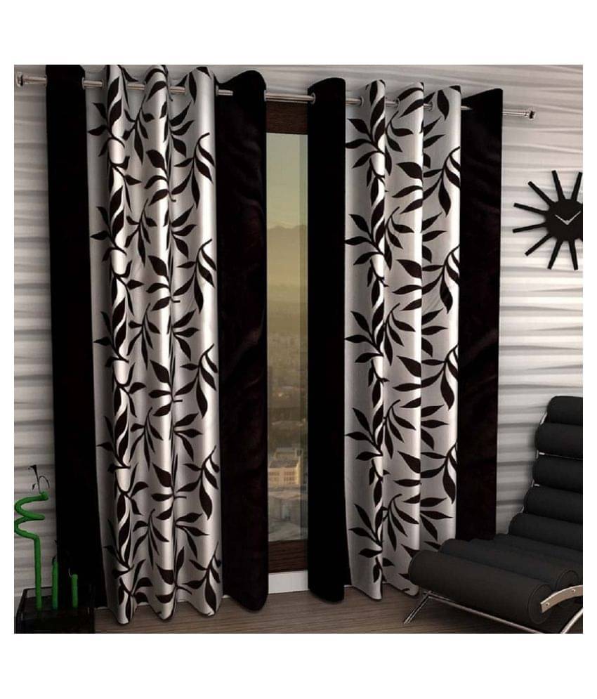 Tanishka Fabs Semi-Transparent Curtain 7 ft ( Pack of 2 ) - Black Tanishka Fabs Semi-Transparent Curtain 7 ft ( Pack of 2 ) - Black