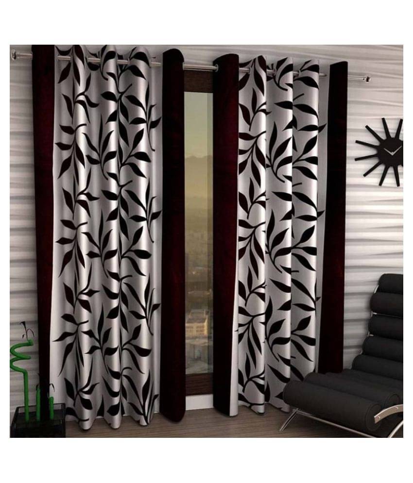 Tanishka Fabs Semi-Transparent Curtain 7 ft ( Pack of 2 ) - Brown Tanishka Fabs Semi-Transparent Curtain 7 ft ( Pack of 2 ) - Brown