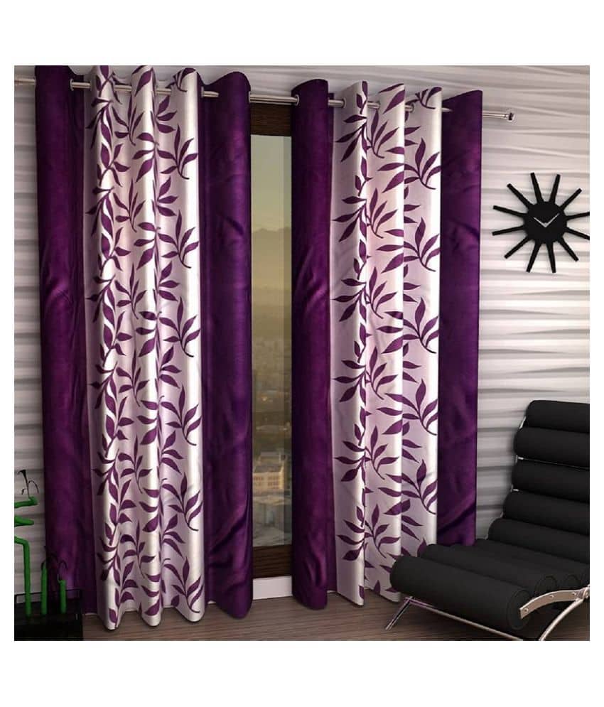 Tanishka Fabs Semi-Transparent Curtain 7 ft ( Pack of 2 ) - Purple