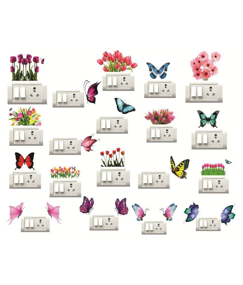 Decor Villa butterfly and flower Floral Sticker ( 30 x 30 cms ) Decor Villa butterfly and flower Floral Sticker ( 30 x 30 cms )