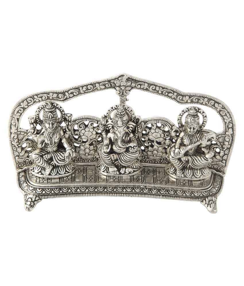     			German Silver Laxmi Ganesh Saraswati Decorative Show Piece Statue Idol- Pack of 1