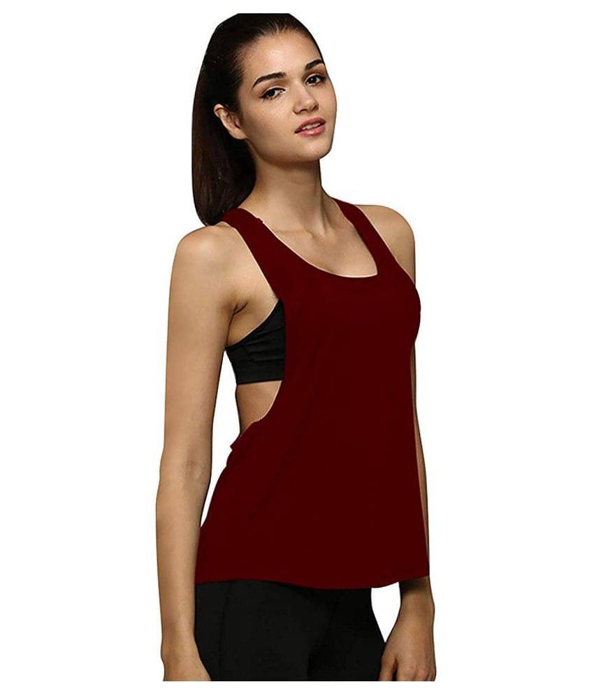 THE BLAZZE Cotton Tank Tops - Maroon     			THE BLAZZE Cotton Tank Tops - Maroon