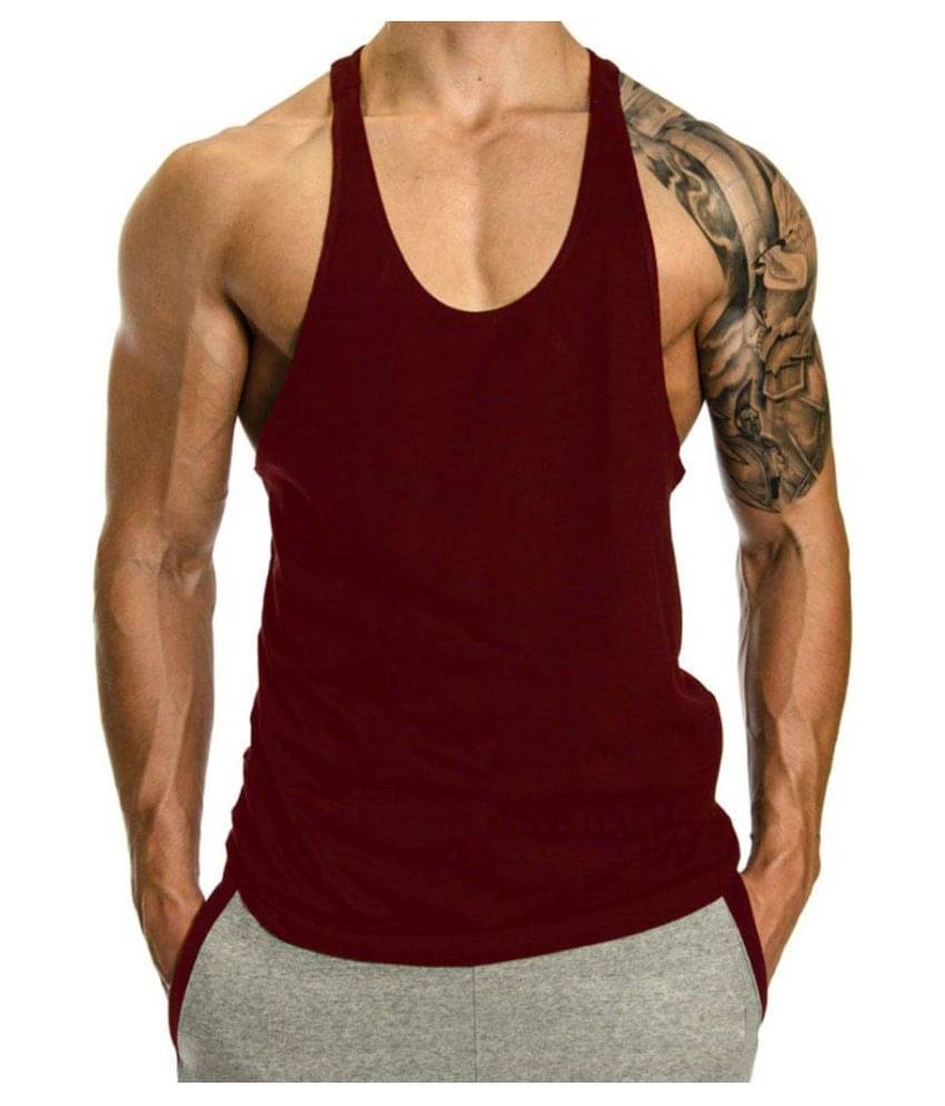     			THE BLAZZE Cotton Tank Tops - Maroon