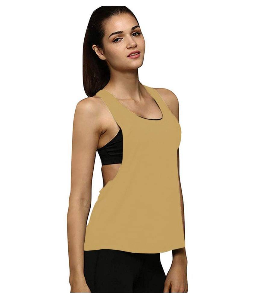 THE BLAZZE Cotton Tank Tops - Beige     			THE BLAZZE Cotton Tank Tops - Beige
