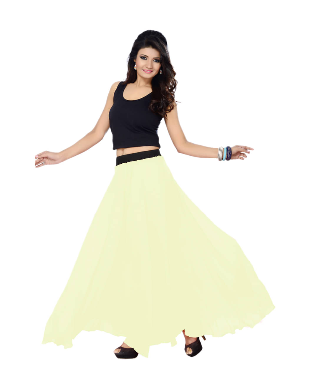 Sttoffa Georgette A-Line Skirt - Off White Sttoffa Georgette A-Line Skirt - Off White