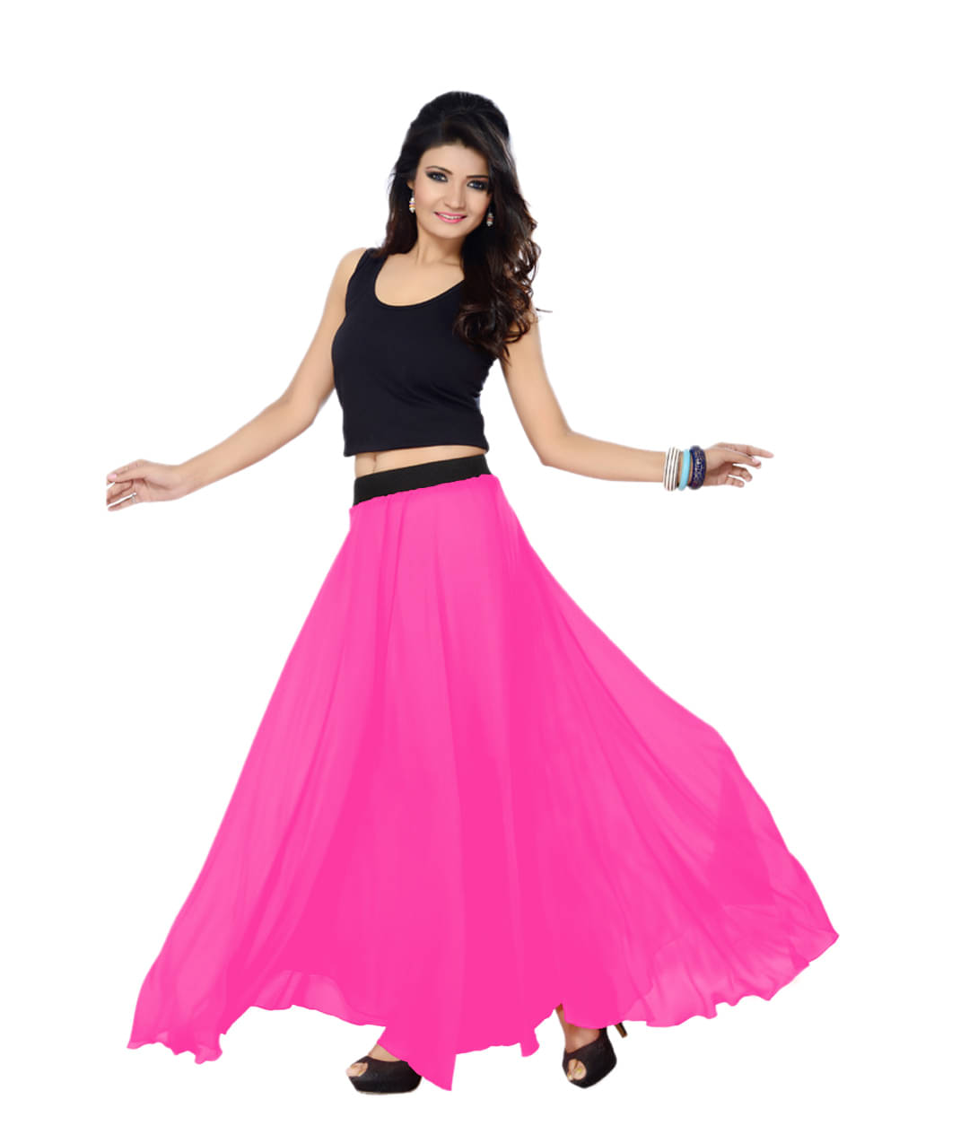 Sttoffa Georgette A-Line Skirt - Pink Sttoffa Georgette A-Line Skirt - Pink