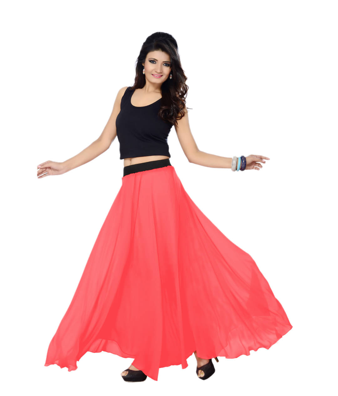 Sttoffa Georgette A-Line Skirt - Red Sttoffa Georgette A-Line Skirt - Red