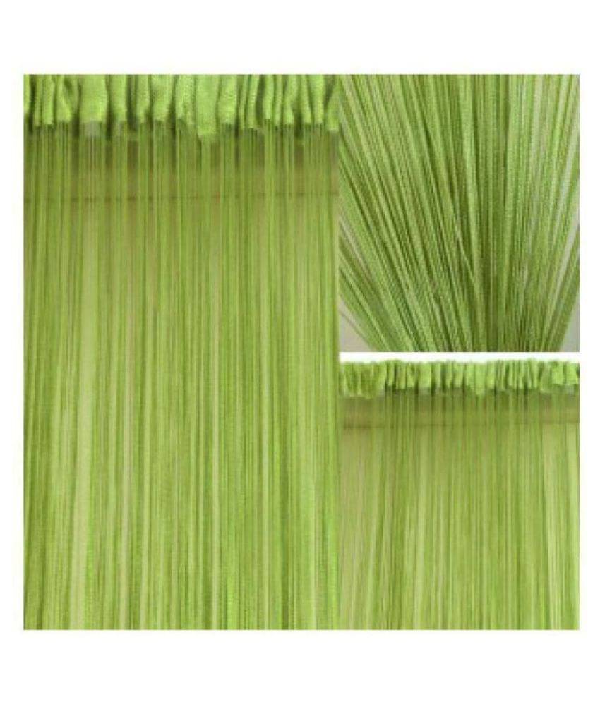 YUTIRITI Set of 2 Door Ring Rod Polyester Curtains Green     			YUTIRITI Set of 2 Door Ring Rod Polyester Curtains Green