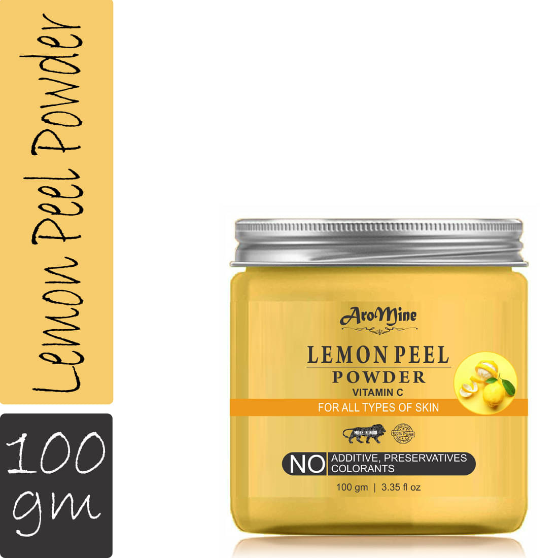 Aromine 100% Pure Lemon Peel Powder For Skin Whitening- Face Pack 100 gm Aromine 100% Pure Lemon Peel Powder For Skin Whitening- Face Pack 100 gm