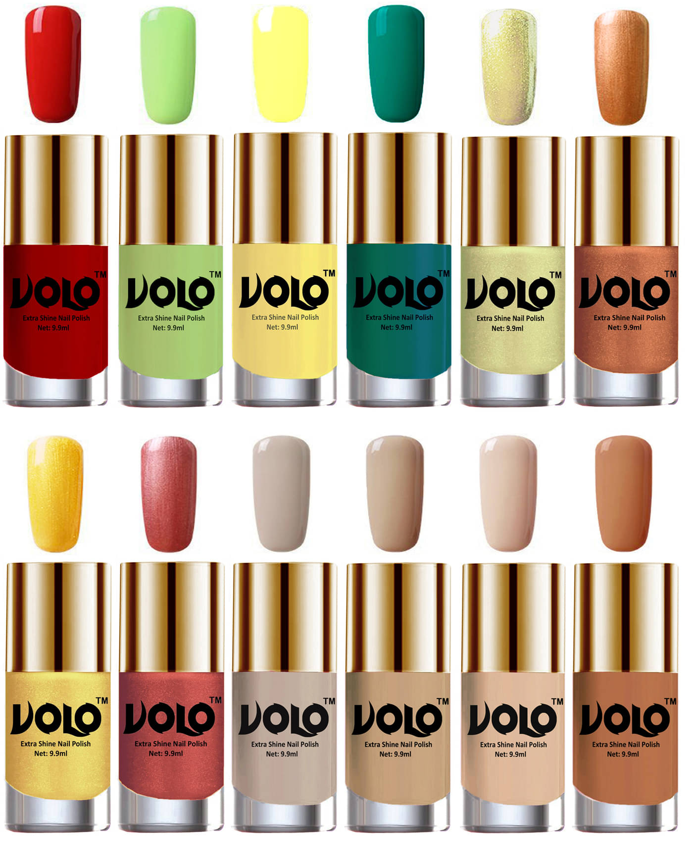     			VOLO Luxury Super Shine Set of 12 Nail Polish Multi Glossy 118 mL