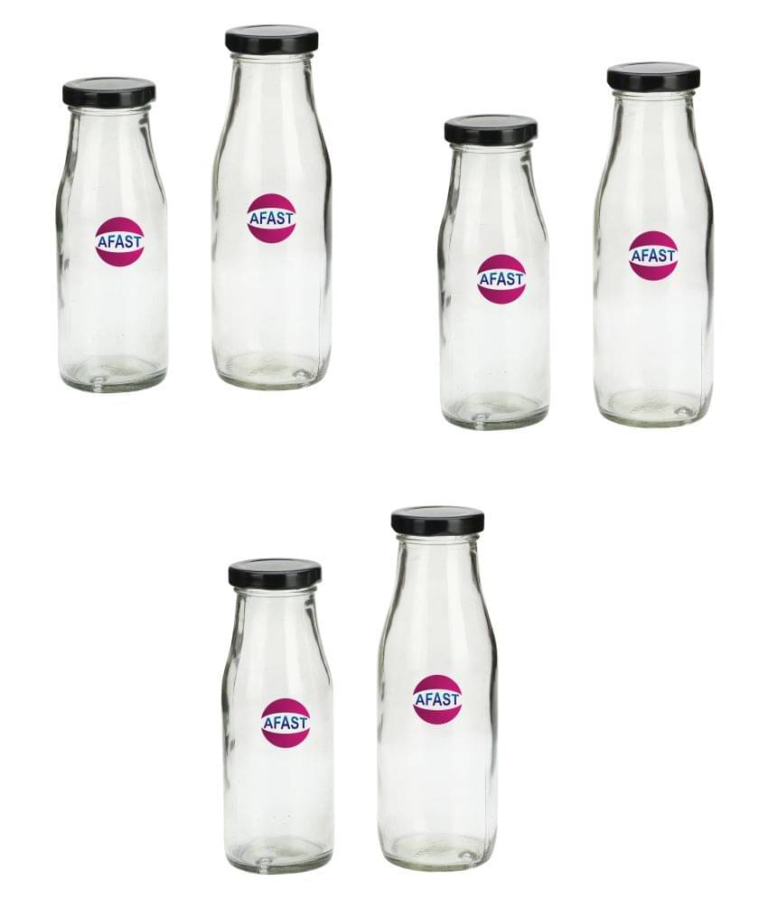    			Somil Glass Storage Bottle, Transparent, Pack Of 6, 300 ml