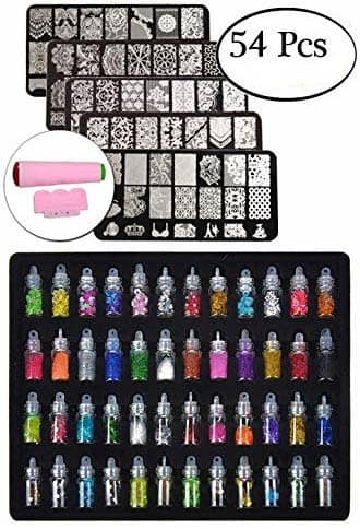 FOK 3d Nail Art Set Decoration Tool Décor Accessories It Includes 48 Bottles,6Pc Nail Art Stamping Kit 100 g