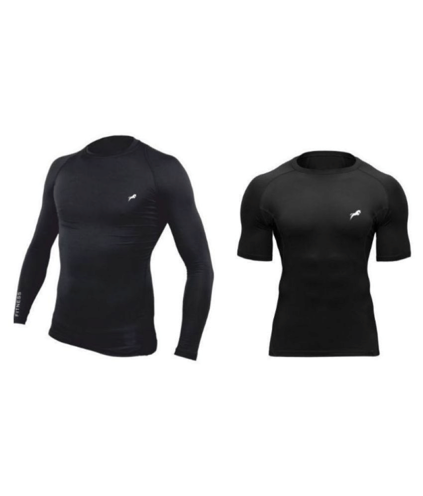 Just Rider Full Sleeve T-shirt 1Pcs ,Half sleeve 1Pcs  Multi Sports Exercise/Gym/Running/Yoga/Other Outdoor inner wear for Sports - Skin Tight Fitting - Black Color 2 pcs combo     			Just Rider Full Sleeve T-shirt 1Pcs ,Half sleeve 1Pcs  Multi Sports Exercise/Gym/Running/Yoga/Other Outdoor inner wear for Sports - Skin Tight Fitting - Black Color 2 pcs combo