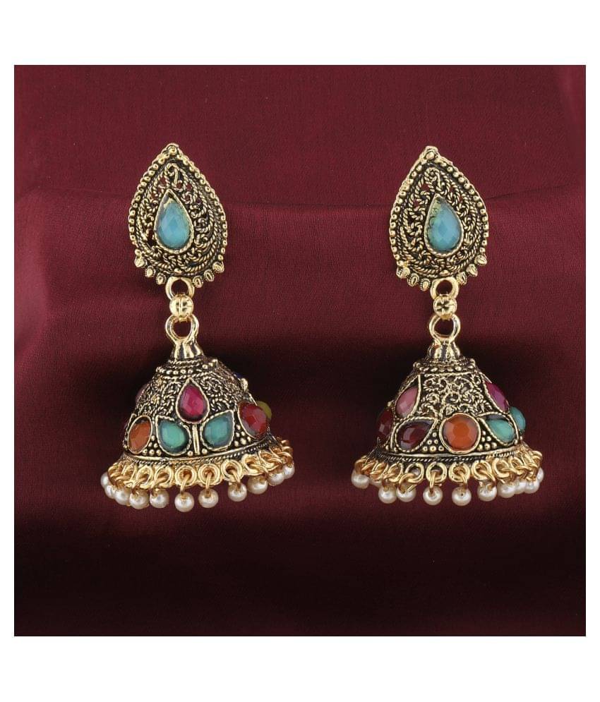     			Silver Shine Attractive Multicolor Dangle Drop Jhumki Earrings.