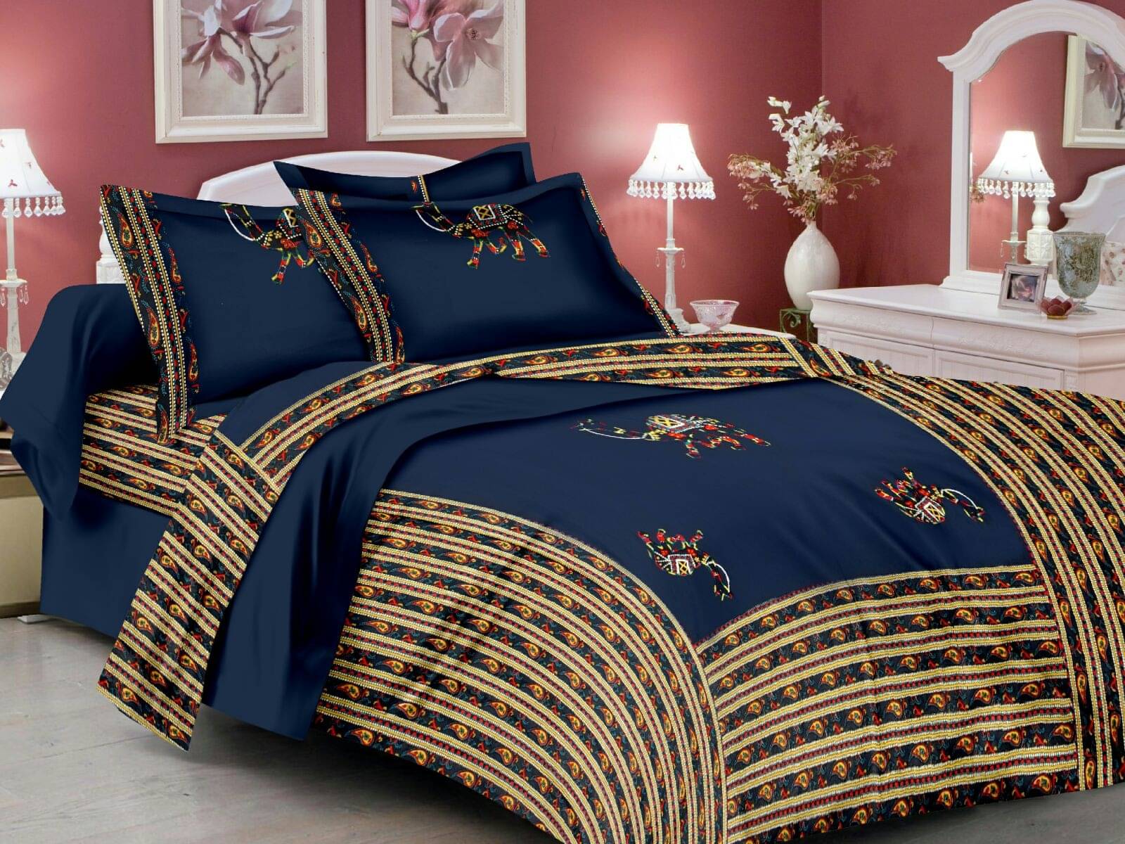     			Rangun Cotton Double Bedsheet ( Red )