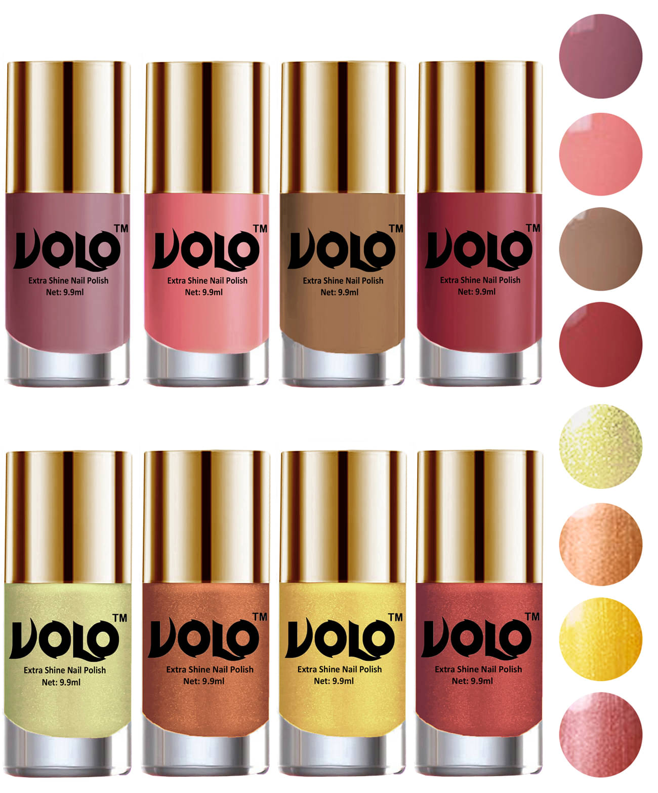     			VOLO High-Shine Long Lasting Non Toxic Nail Polish Professional Multi Glossy Pack of 8 79 mL