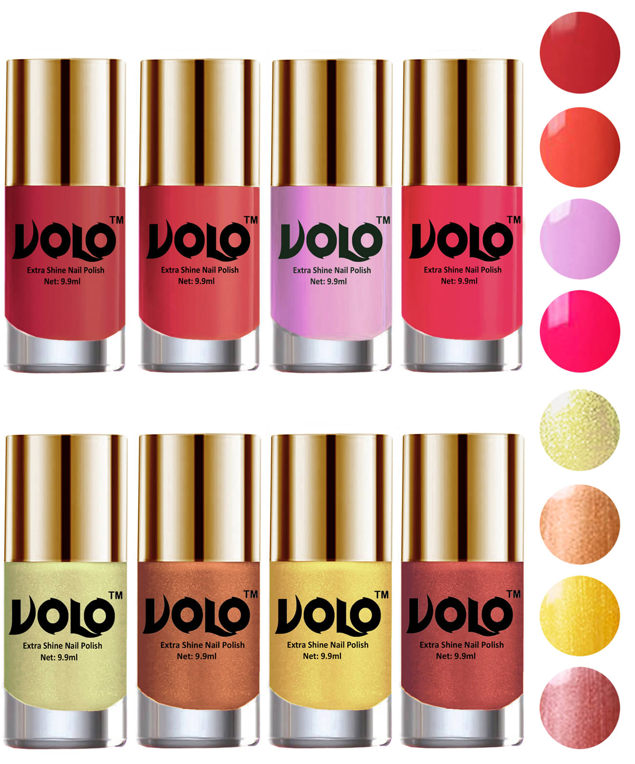 VOLO High-Shine Long Lasting Non Toxic Nail Polish Professional Multi Glossy Pack of 8 79 mL VOLO High-Shine Long Lasting Non Toxic Nail Polish Professional Multi Glossy Pack of 8 79 mL