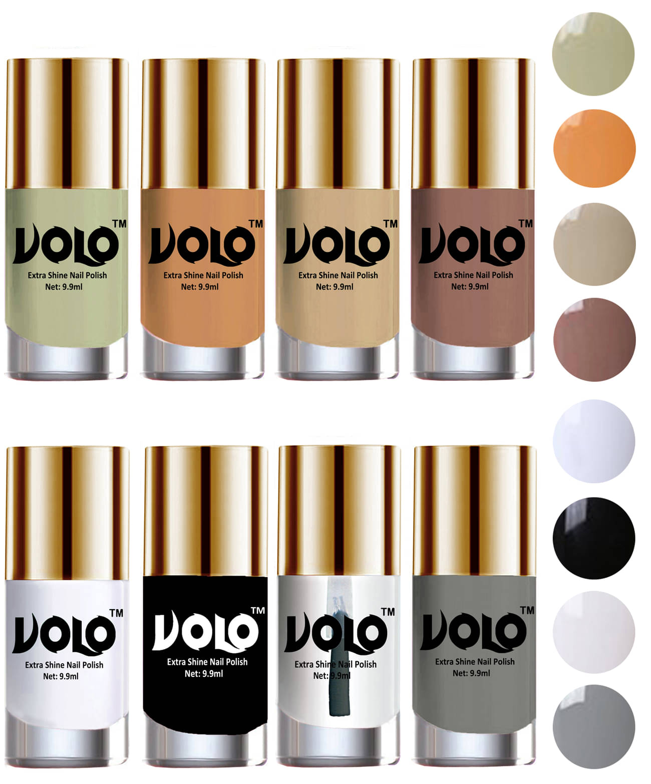     			VOLO High-Shine Long Lasting Non Toxic Nail Polish Professional Multi Glossy Pack of 8 79 mL