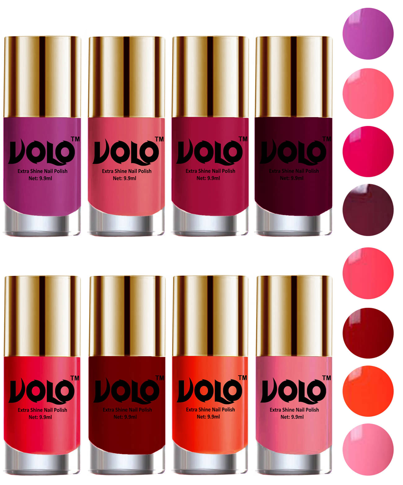 VOLO High-Shine Long Lasting Non Toxic Nail Polish Professional Multi Glossy Pack of 8 79 mL VOLO High-Shine Long Lasting Non Toxic Nail Polish Professional Multi Glossy Pack of 8 79 mL