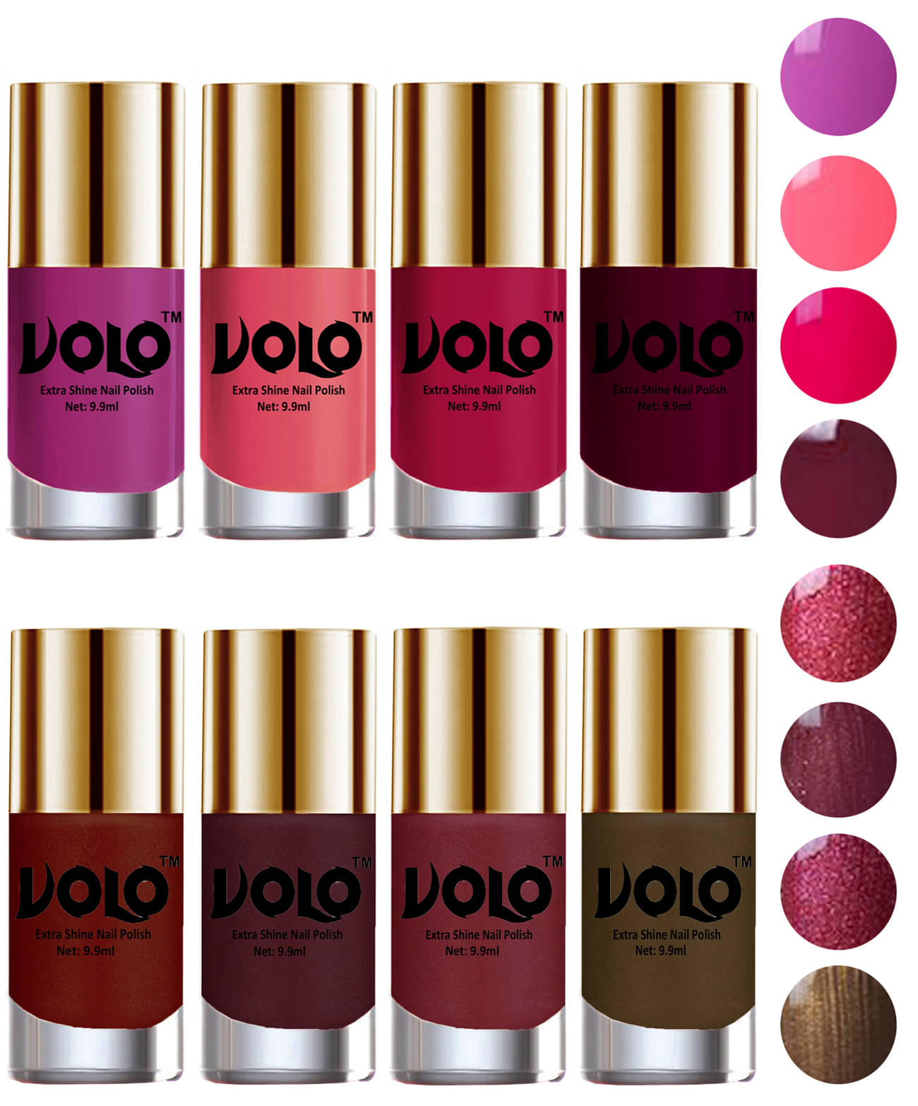     			VOLO High-Shine Long Lasting Non Toxic Nail Polish Professional Multi Glossy Pack of 8 79 mL
