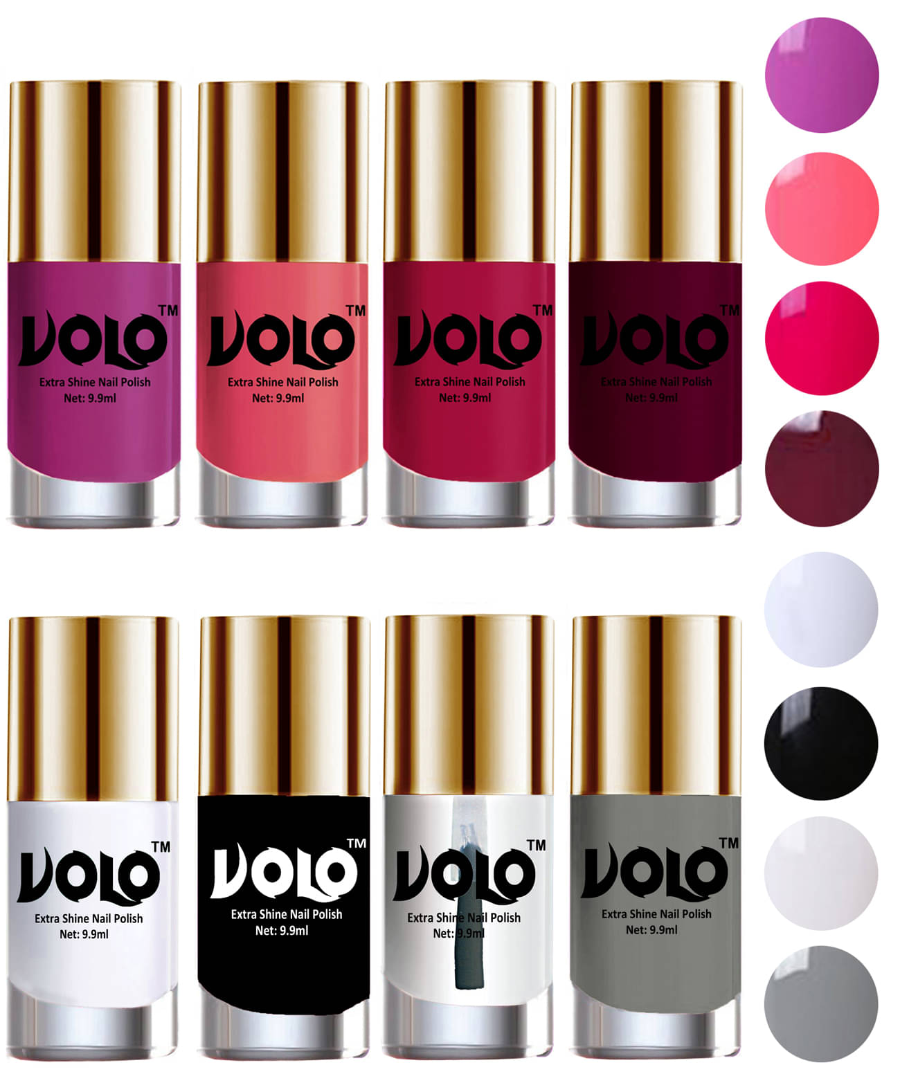 VOLO High-Shine Long Lasting Non Toxic Nail Polish Professional Multi Glossy Pack of 8 79 mL     			VOLO High-Shine Long Lasting Non Toxic Nail Polish Professional Multi Glossy Pack of 8 79 mL