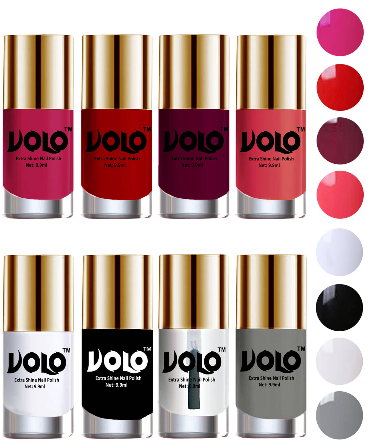 VOLO High-Shine Long Lasting Non Toxic Nail Polish Professional Multi Glossy Pack of 8 79 mL VOLO High-Shine Long Lasting Non Toxic Nail Polish Professional Multi Glossy Pack of 8 79 mL