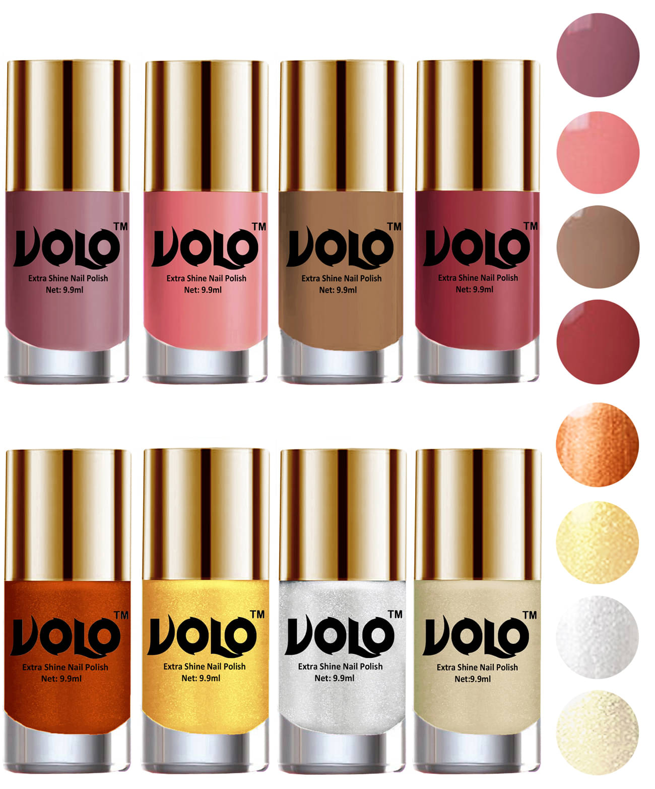     			VOLO High-Shine Long Lasting Non Toxic Nail Polish Professional Multi Glossy Pack of 8 79 mL