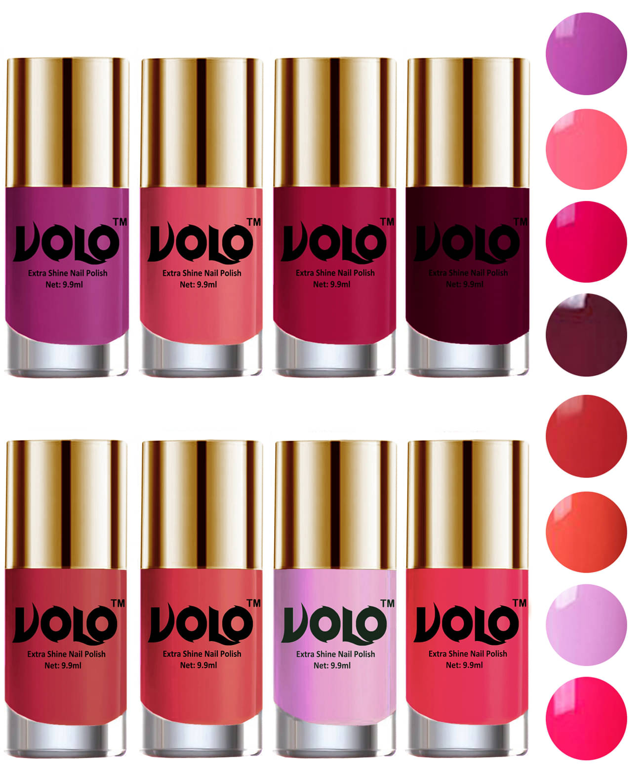     			VOLO High-Shine Long Lasting Non Toxic Nail Polish Professional Multi Glossy Pack of 8 79 mL