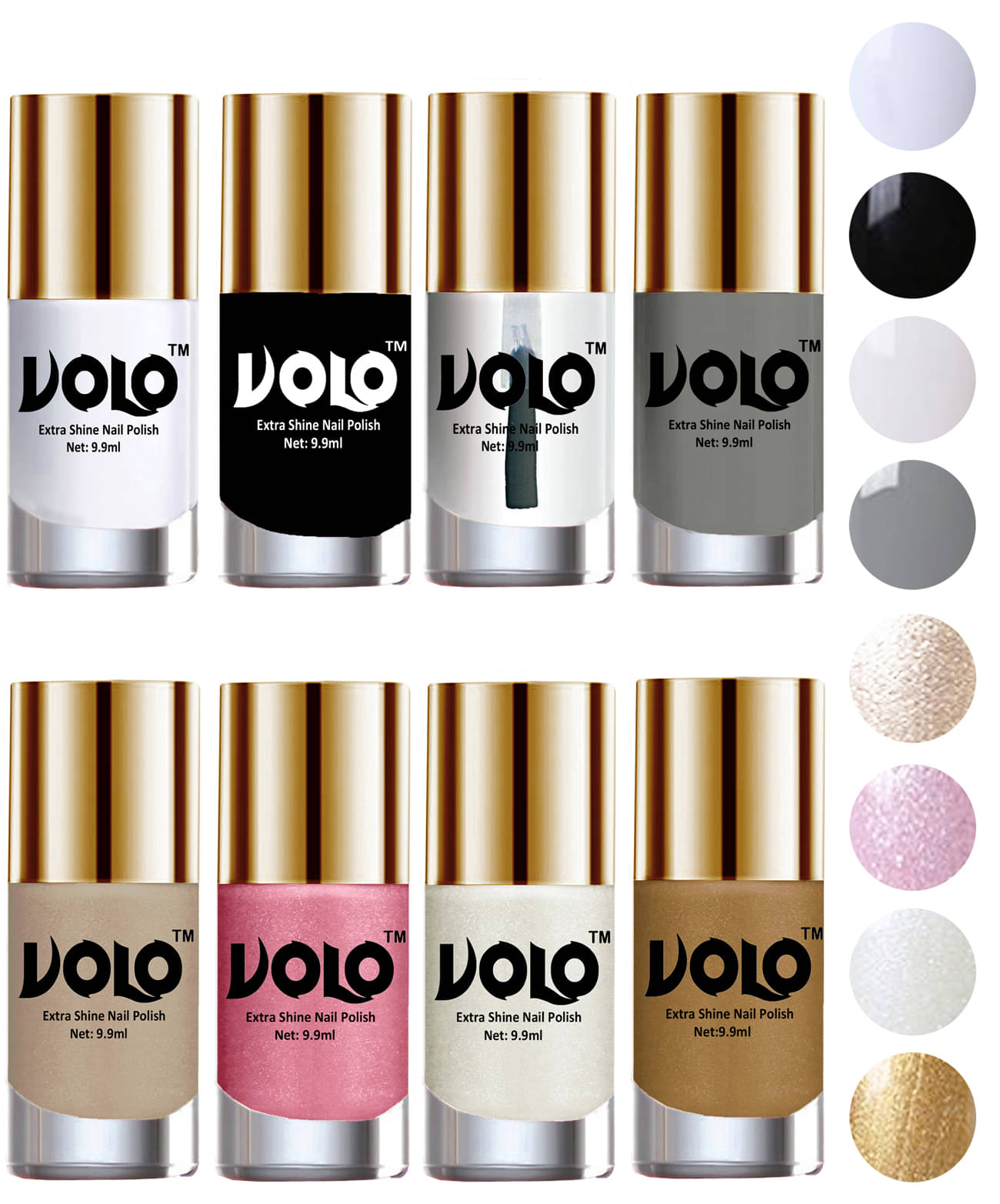    			VOLO High-Shine Long Lasting Non Toxic Nail Polish Professional Multi Glossy Pack of 8 79 mL