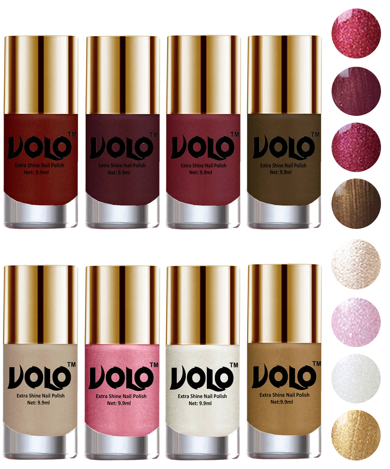     			VOLO High-Shine Long Lasting Non Toxic Nail Polish Professional Multi Glossy Pack of 8 79 mL