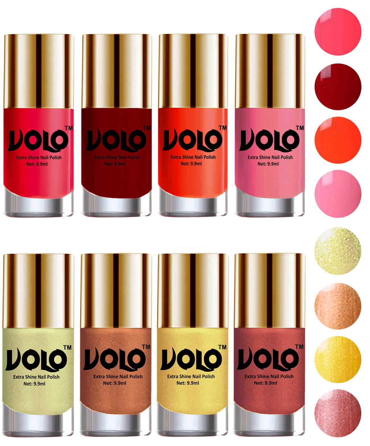 VOLO High-Shine Long Lasting Non Toxic Nail Polish Professional Multi Glossy Pack of 8 79 mL VOLO High-Shine Long Lasting Non Toxic Nail Polish Professional Multi Glossy Pack of 8 79 mL