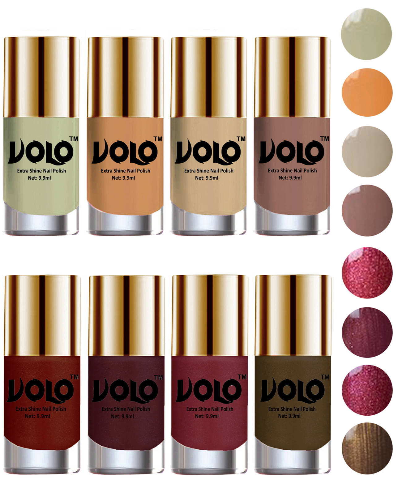     			VOLO High-Shine Long Lasting Non Toxic Nail Polish Professional Multi Glossy Pack of 8 79 mL