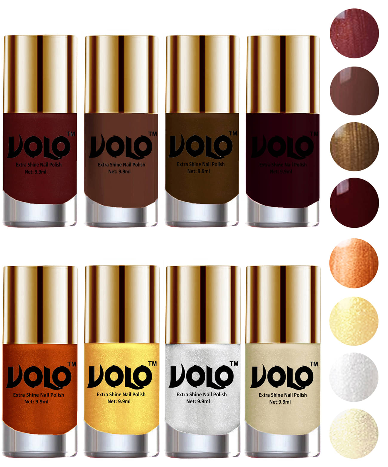     			VOLO High-Shine Long Lasting Non Toxic Nail Polish Professional Multi Glossy Pack of 8 79 mL