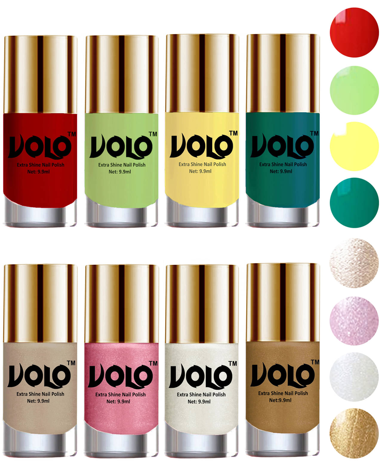     			VOLO High-Shine Long Lasting Non Toxic Nail Polish Professional Multi Glossy Pack of 8 79 mL