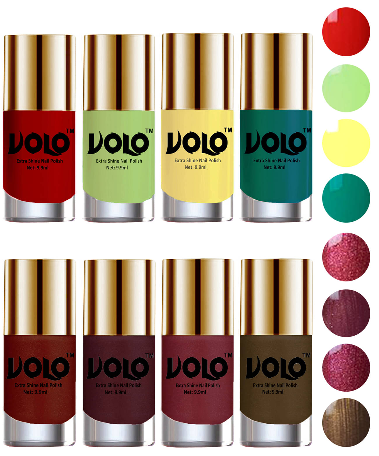 VOLO High-Shine Long Lasting Non Toxic Nail Polish Professional Multi Glossy Pack of 8 79 mL     			VOLO High-Shine Long Lasting Non Toxic Nail Polish Professional Multi Glossy Pack of 8 79 mL
