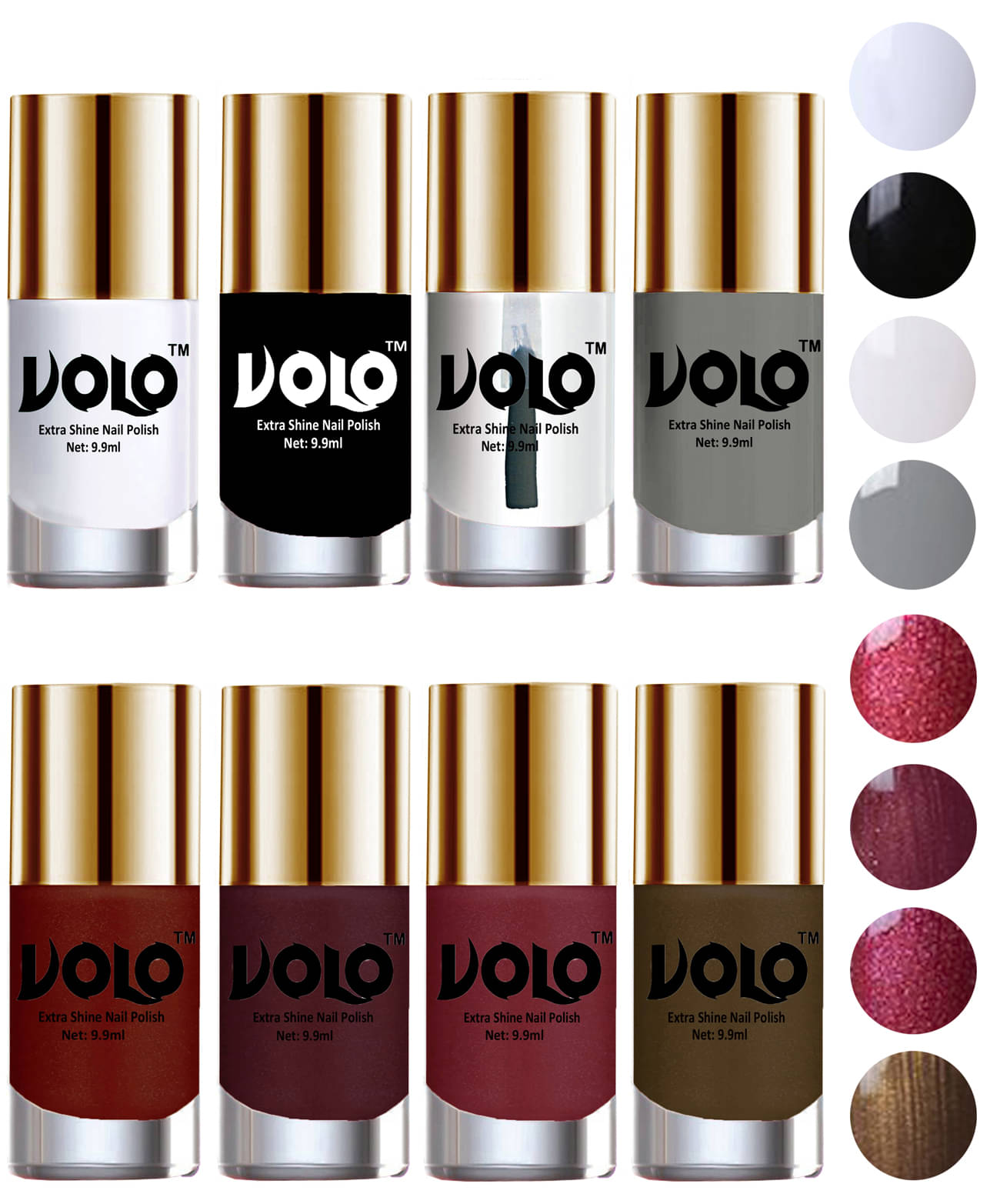 VOLO High-Shine Long Lasting Non Toxic Nail Polish Professional Multi Glossy Pack of 8 79 mL VOLO High-Shine Long Lasting Non Toxic Nail Polish Professional Multi Glossy Pack of 8 79 mL